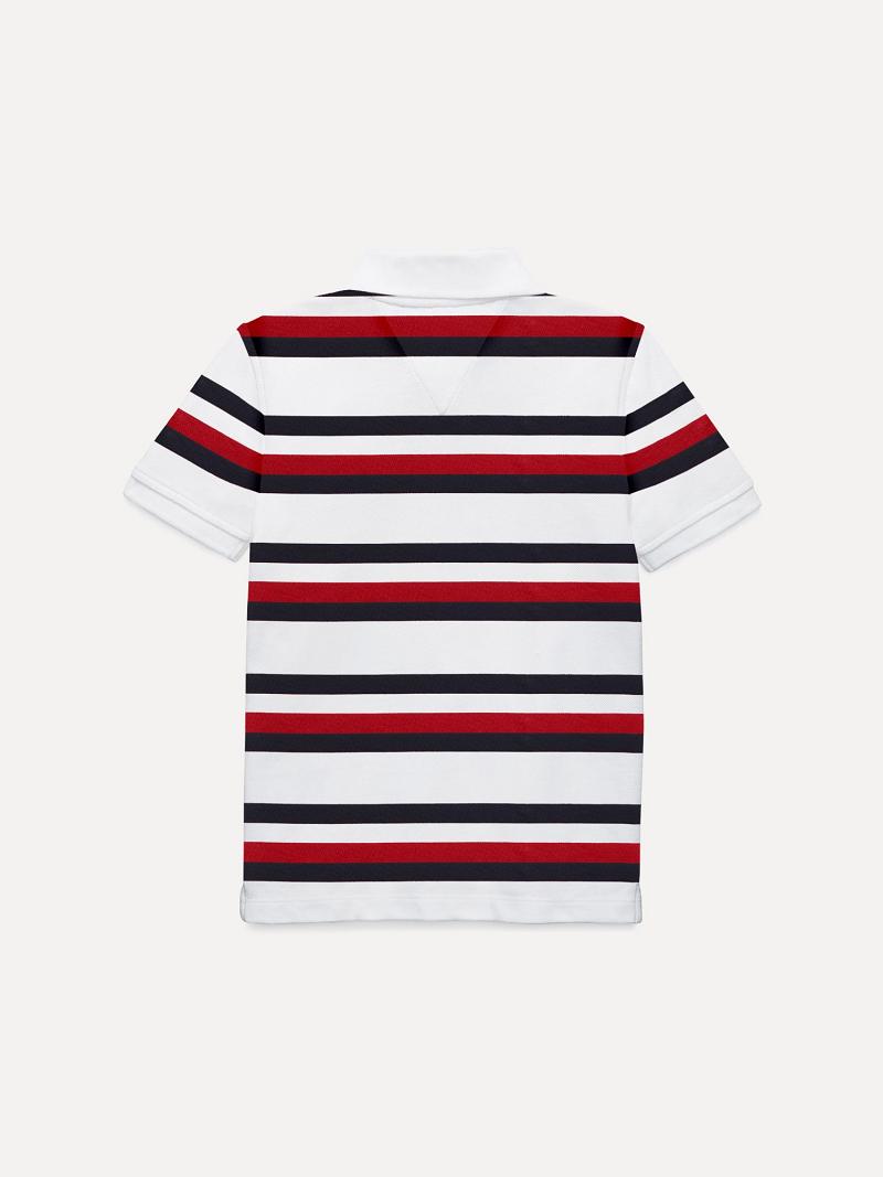 Fiú Tommy Hilfiger Big Signature Stripe Polos Fehér Színes | HU 2145JPQ